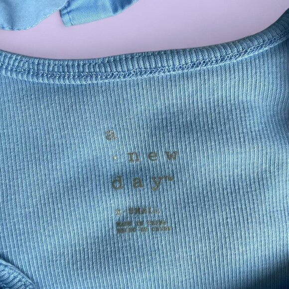 A New Day Blue Ribbed Tie Strap Tank Top – Size XS - Picture 5 of 6